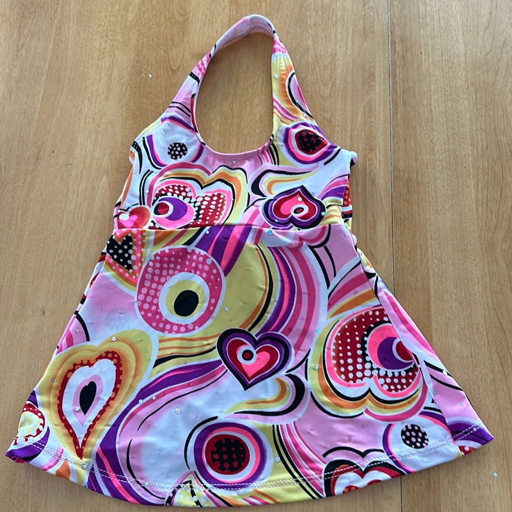 Natalie Dancewear Girls Halter Top Funky Pattern size IC